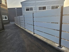 경기도 광주 곤지암 신축건물 회사, 주차장 휀스 메쉬휀스 (기와진회색, 메쉬가림판, 메쉬가림막) 높이 1.2, 1.5용